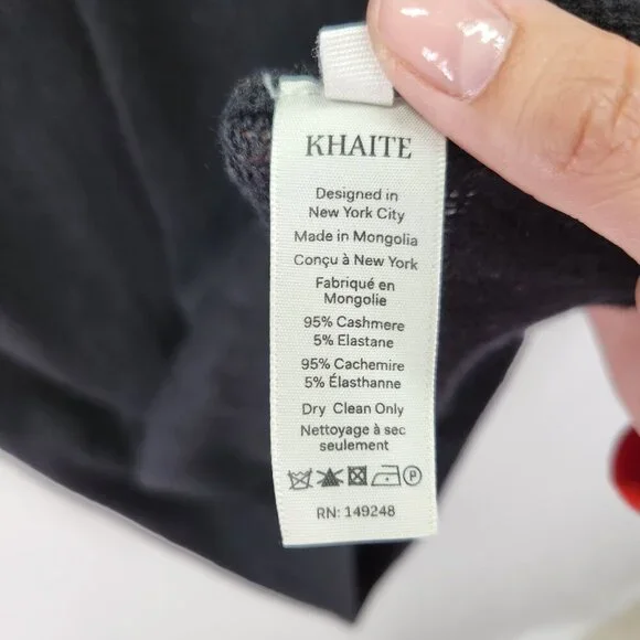 KHAITE Jo Cashmere Longline Sweater Size Small Black Designer Minimalist Tunic